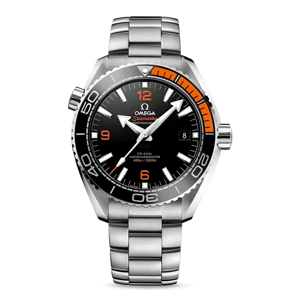 OMG Seamaster Planet Ocean Mirror Original Silver Steel & Black/Orange