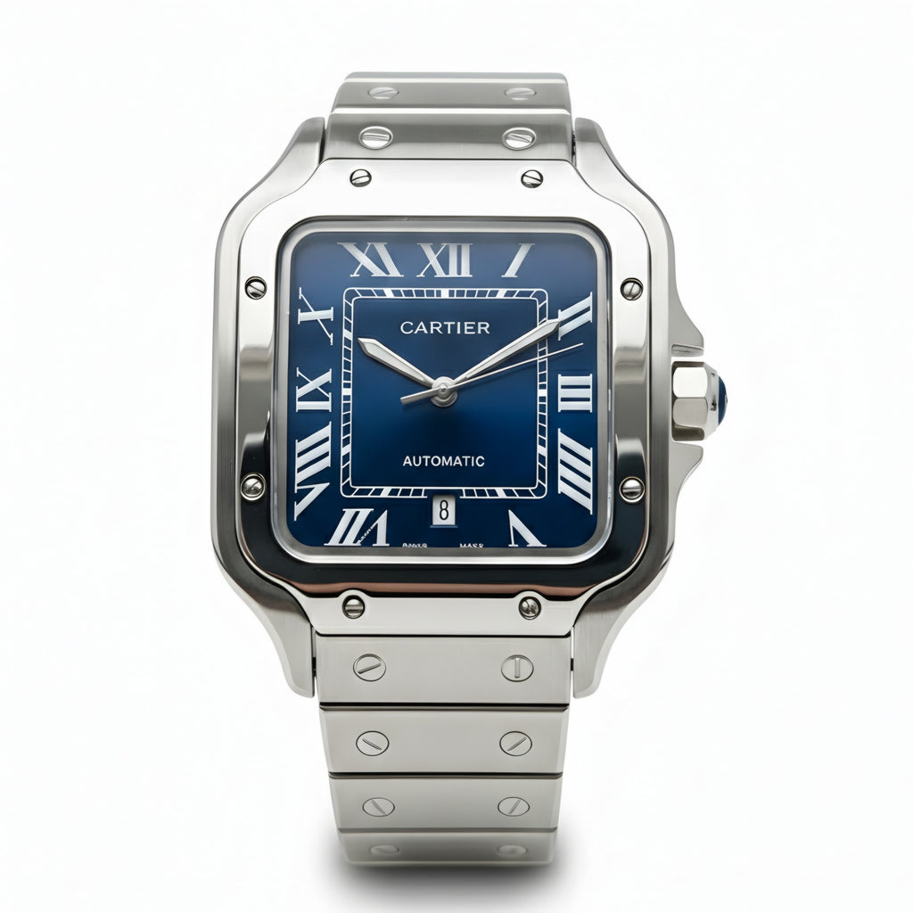 Santos de Cartier silver frame Quartz Blue dial