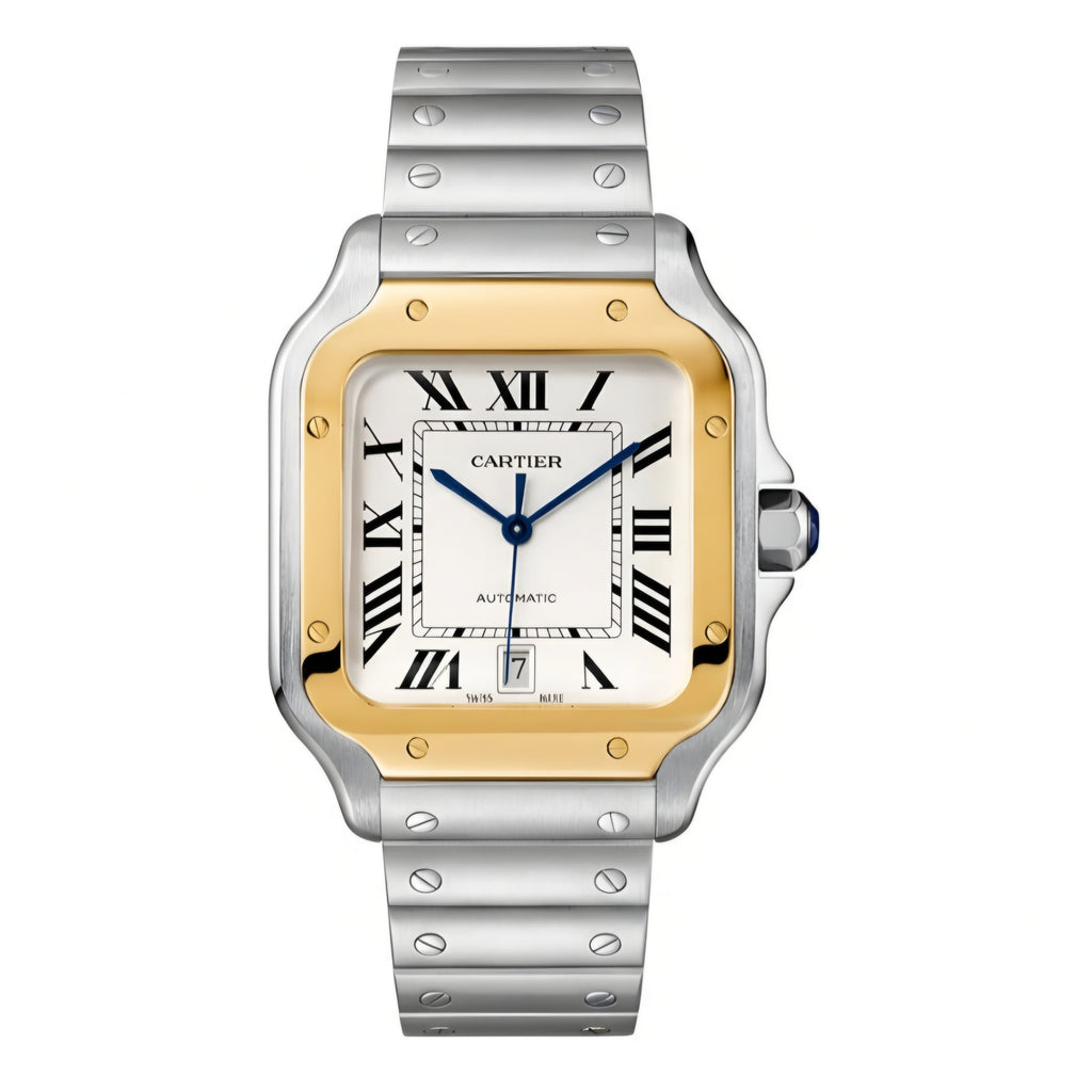 Santos de Cartier Golden frame Quartz white dial