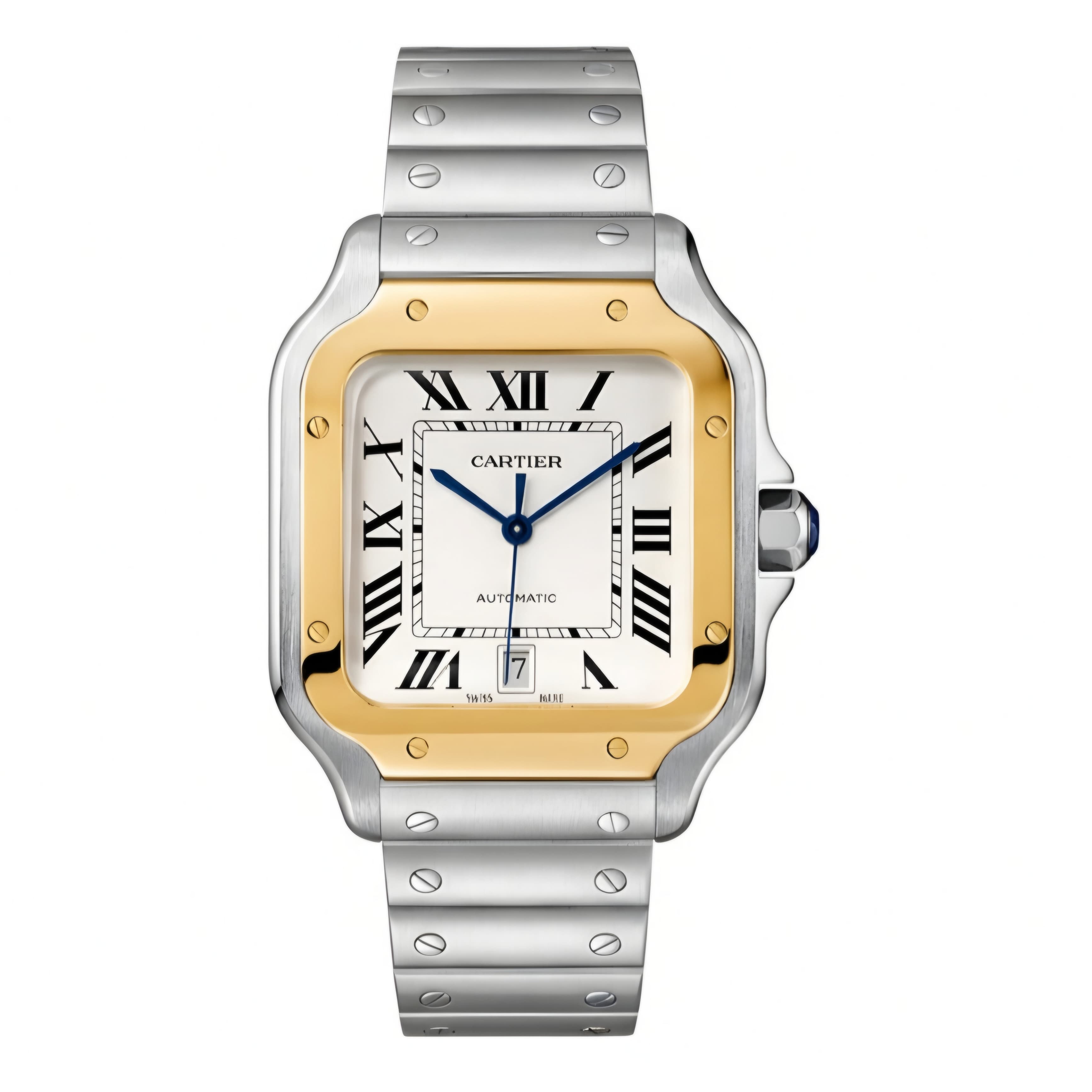 Santos de Cartier Golden frame Quartz white dial