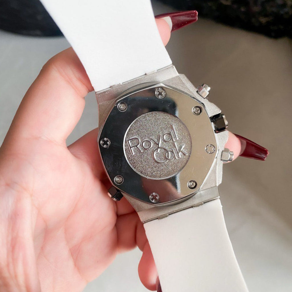 AP Royal Oak Quartz Offshore Diver Chronograph with white rubber strap