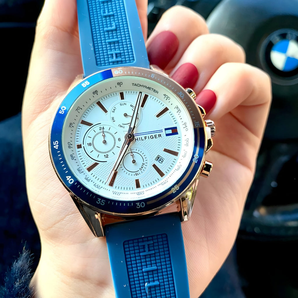 Tommy Hilfiger Men’s Sport Watch – Rose Gold & Navy Blue