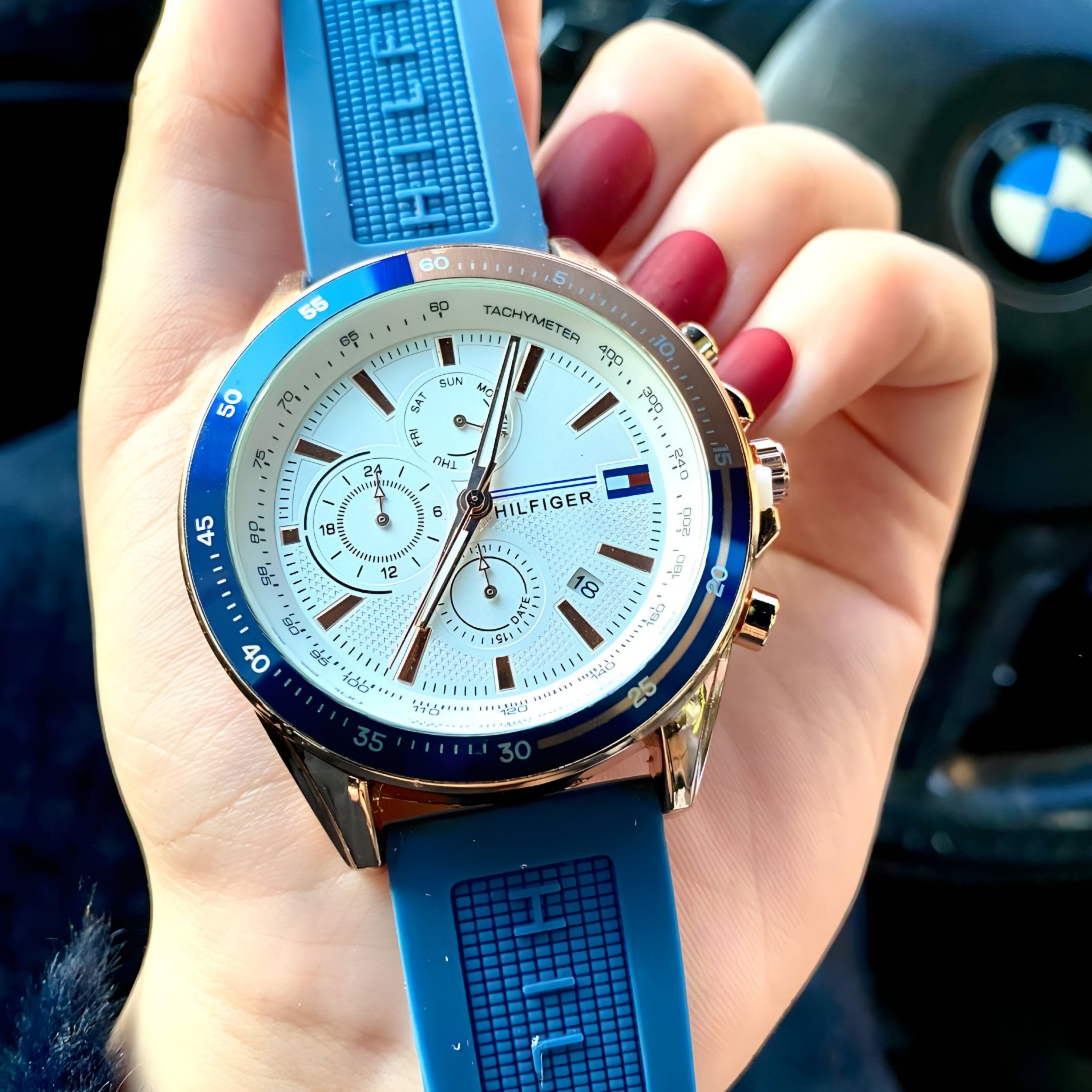 Tommy Hilfiger Men’s Sport Watch – Rose Gold & Navy Blue