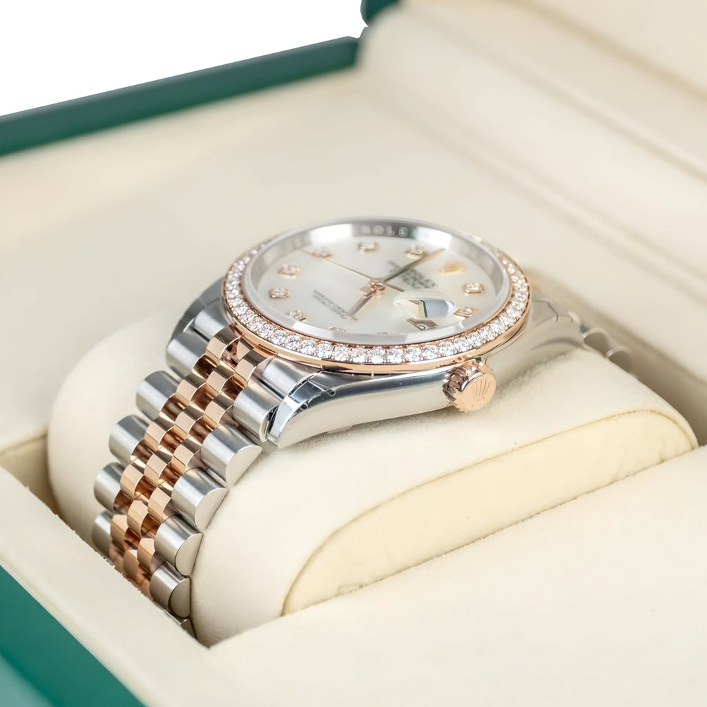RO Lady Datejust Diamond Rose Gold, Sliver with white dial