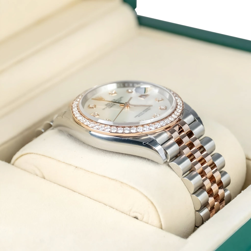 RO Lady Datejust Diamond Rose Gold, Sliver with white dial