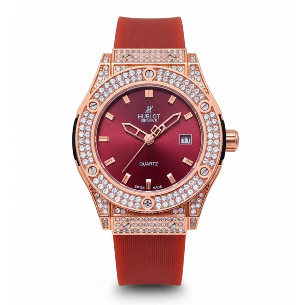 Hublot Geneve Women's Rose Gold & Red Rubber