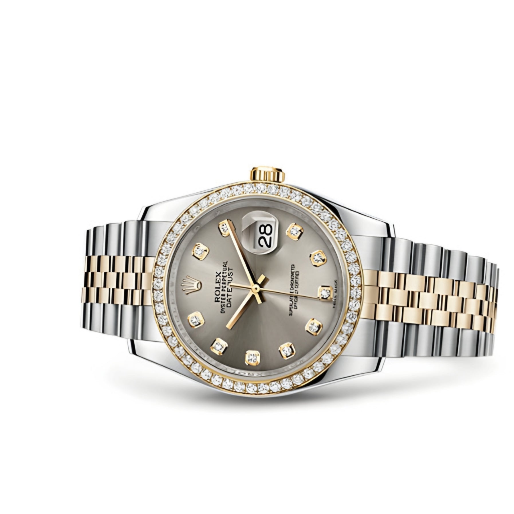Rolex Lady Datejust Diamond Gold, Sliver with Grey dial