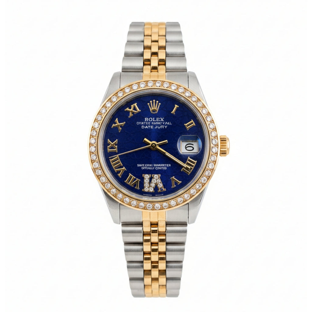 Rolex Lady Datejust Diamond Gold, Sliver with Blue dial