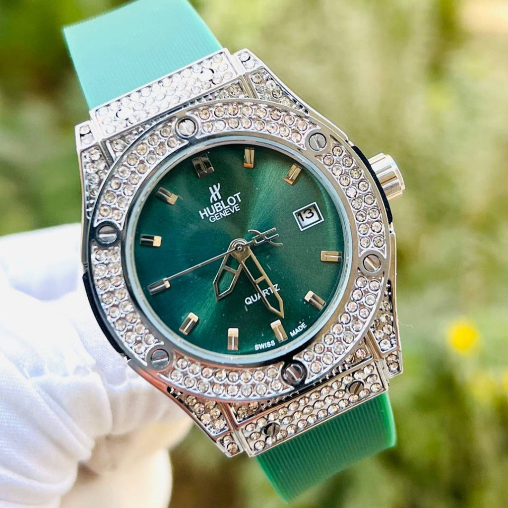Hublot Geneve Women's Silver & Green Rubber