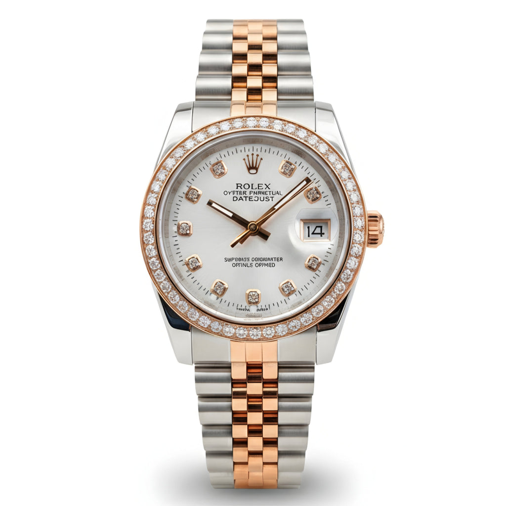 RO Lady Datejust Diamond Rose Gold, Sliver with white dial
