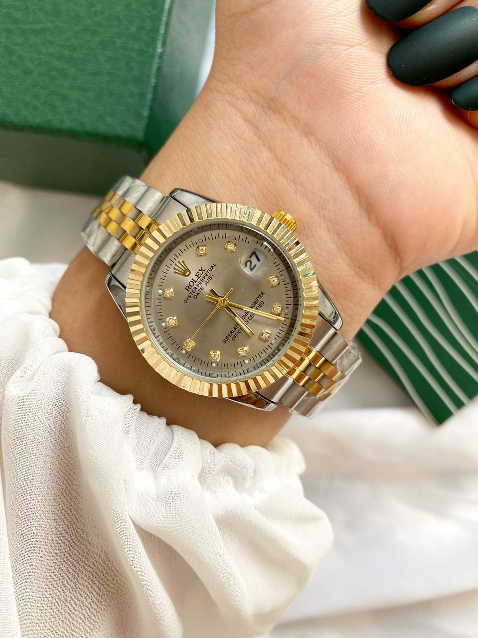 Rolex Lady Datejust Gold, Sliver with Grey dial