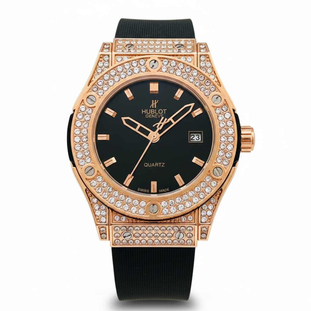 Hublot Geneve Women's Rose Gold & Black Rubber