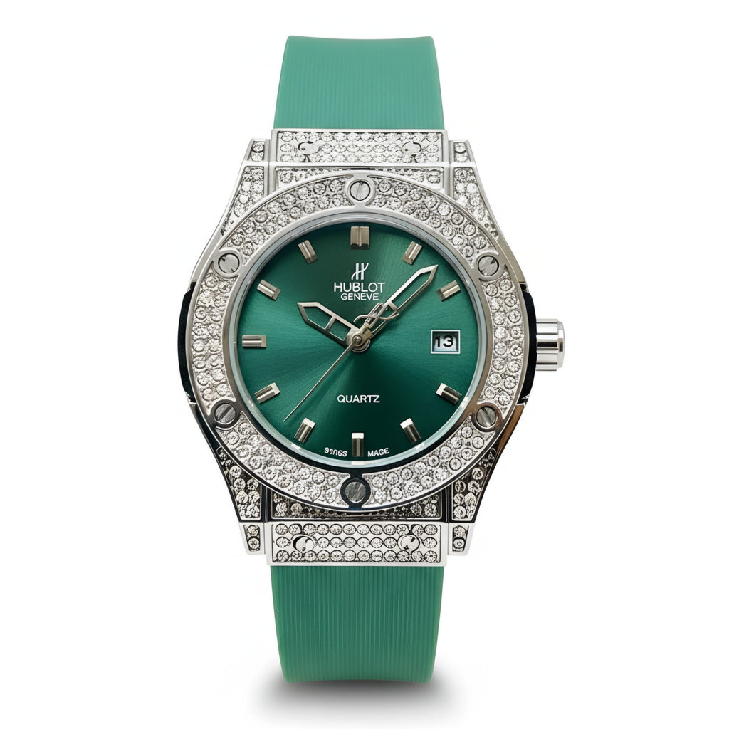 Hublot Geneve Women's Silver & Green Rubber