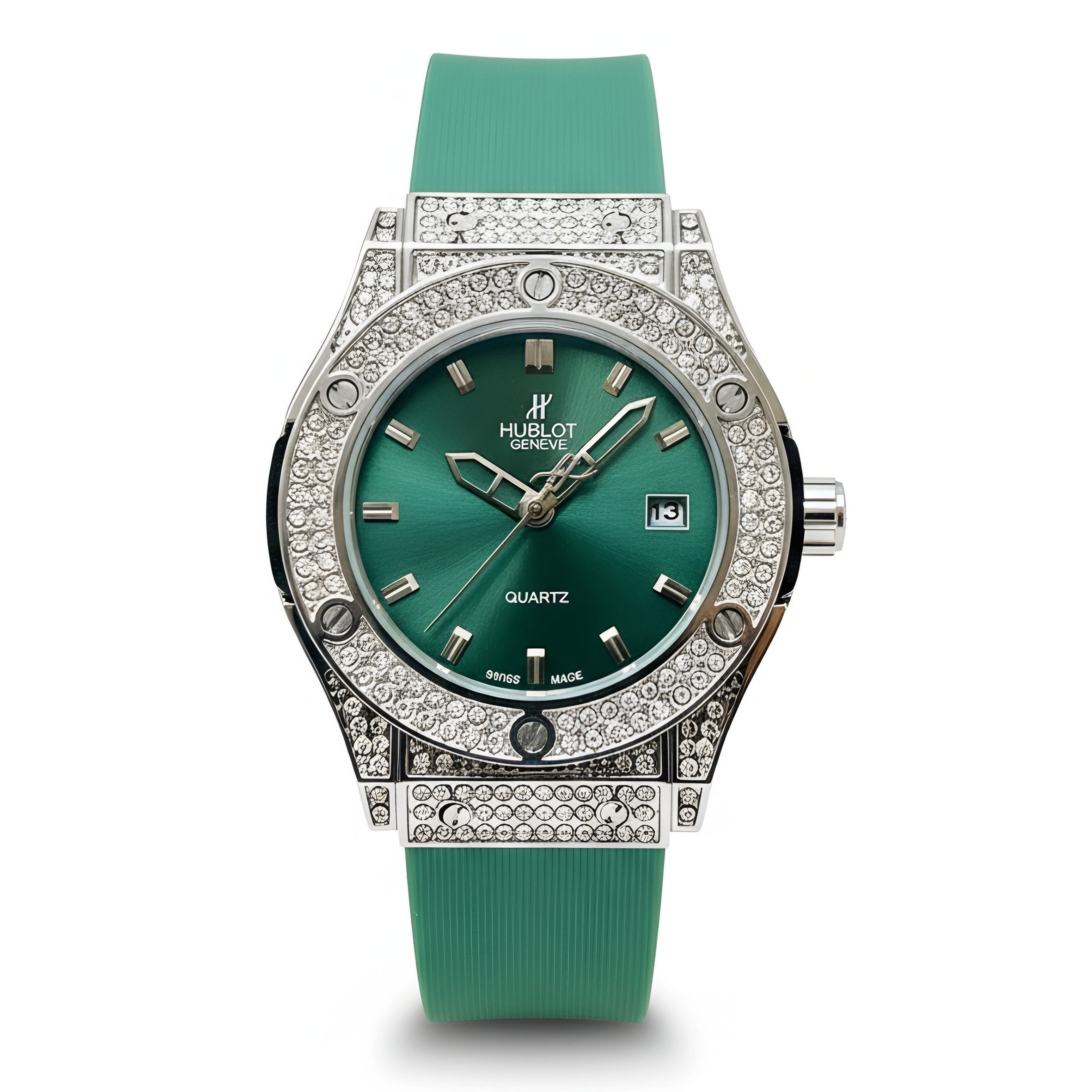 Hublot Geneve Women's Silver & Green Rubber