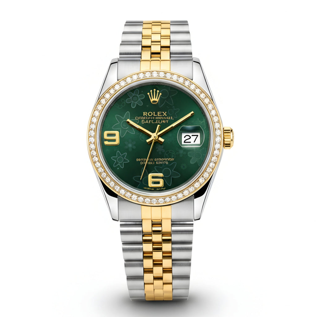 Rolex Datejust Women’s Watch – Floral Green & Two-Tone Gold