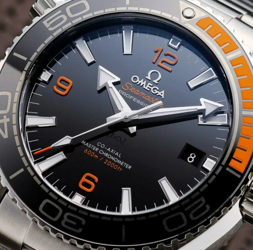 OMG Seamaster Planet Ocean Mirror Original Silver Steel & Black/Orange