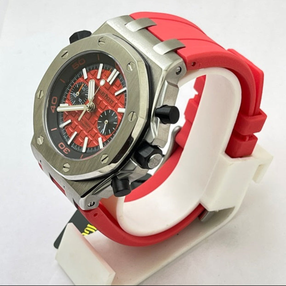 Piguet Royal Oak Quartz Offshore Diver Chronograph with Red rubber strap